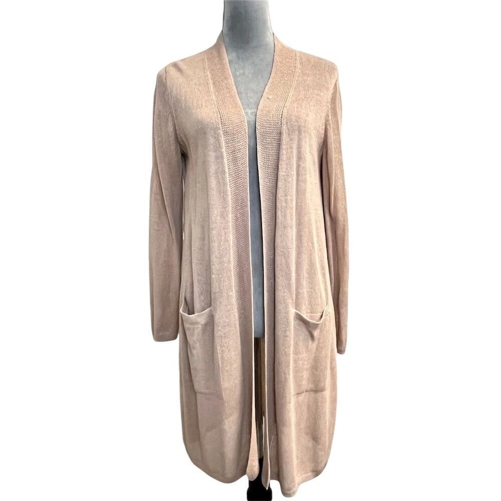 J. Jill Women's Linen Blend Pink Open Front Cardigan Sweater MP Fall